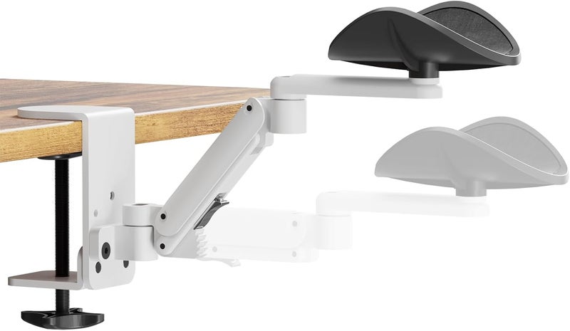 JOY worker Universal Clamp-on Adjustable Armrest, Ergonomic 360° Rotating Elbow Rest Pad for Desk, 6-Level Height Desk Arm Support for Thicker Desktop, Left/Right Hand, White - Image 1